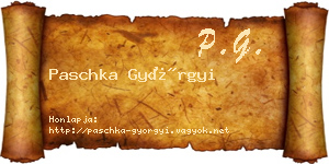 Paschka Györgyi névjegykártya